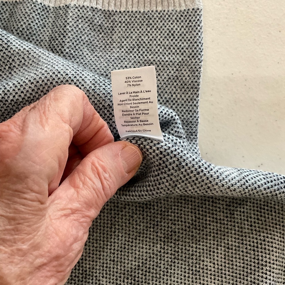 Talbots Sabrina Knit Sweater Poncho Grey, Blue & White Stripes Women’s XS/S - Picture 6 of 10